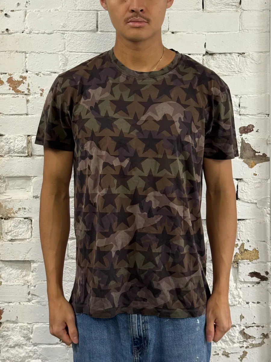 2000s Valentino Camo Stars Khaki T-Shirt JfQzcCy 0