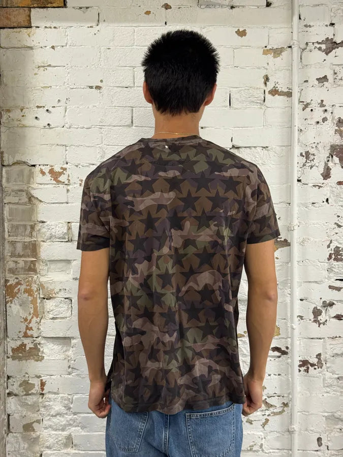 2000s Valentino Camo Stars Khaki T-Shirt JfQzcCy 1