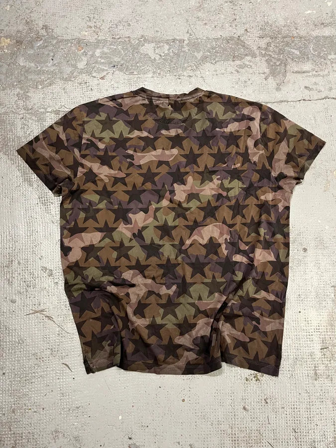 2000s Valentino Camo Stars Khaki T-Shirt JfQzcCy 6