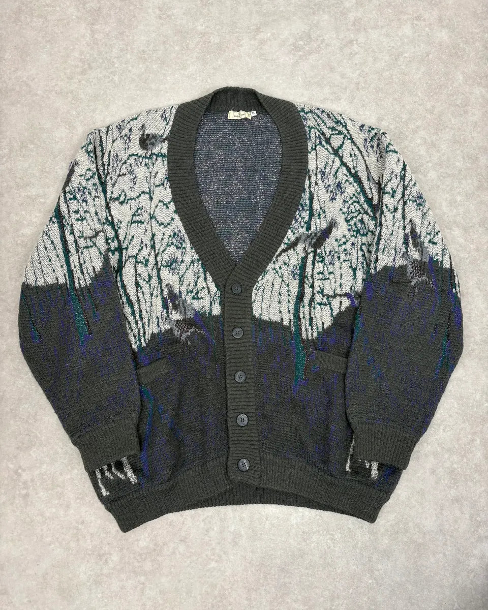 2000s Valentino Forest Hunt Black Wool Cardigan Sweater WnadkHj 0
