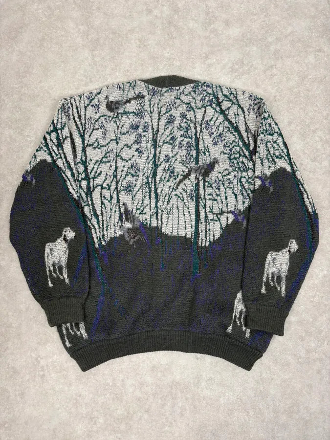 2000s Valentino Forest Hunt Black Wool Cardigan Sweater WnadkHj 5