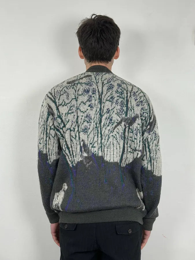 2000s Valentino Forest Hunt Black Wool Cardigan Sweater WnadkHj 2