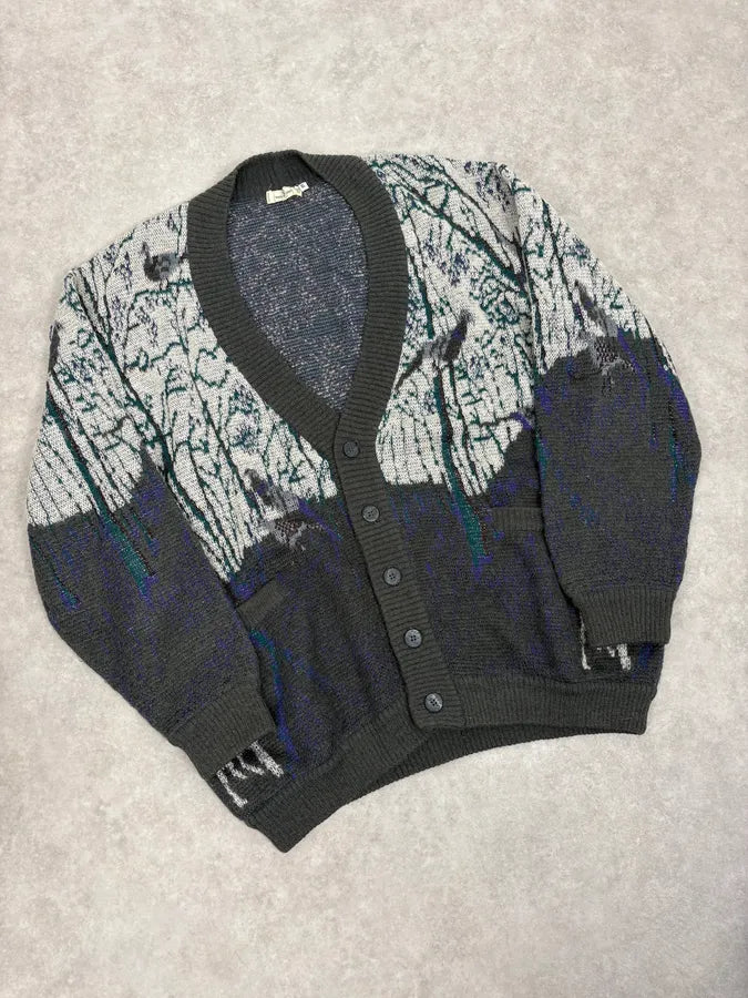 2000s Valentino Forest Hunt Black Wool Cardigan Sweater WnadkHj 3