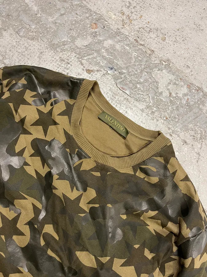 2000s Valentino Green Camo Stars Sweater JylxDkv 4
