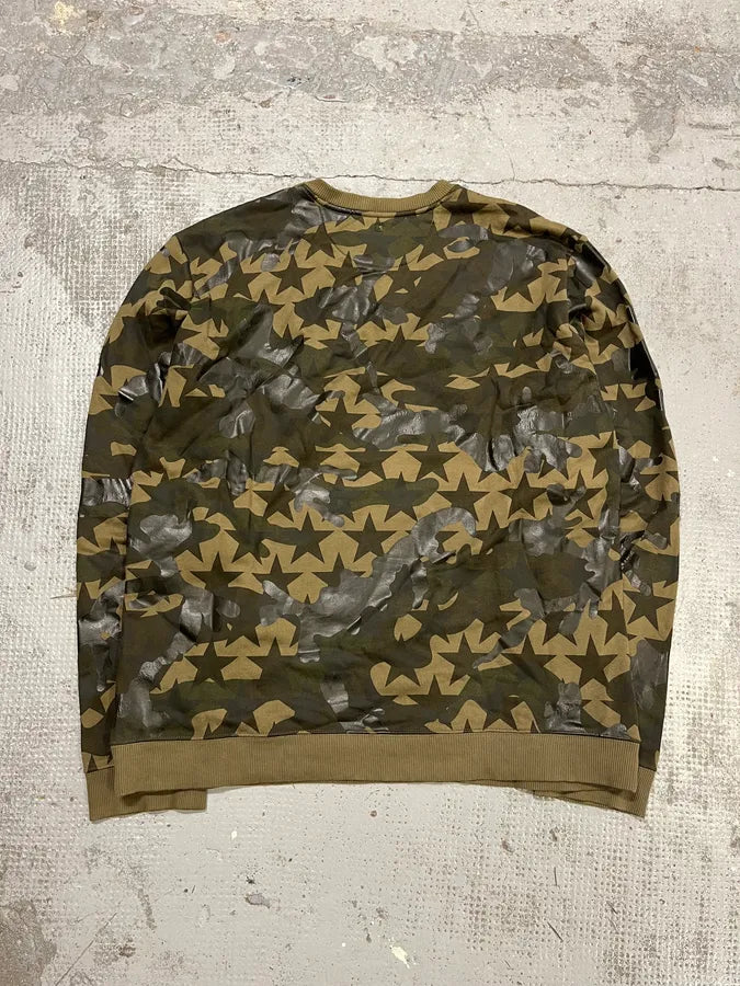 2000s Valentino Green Camo Stars Sweater JylxDkv 6