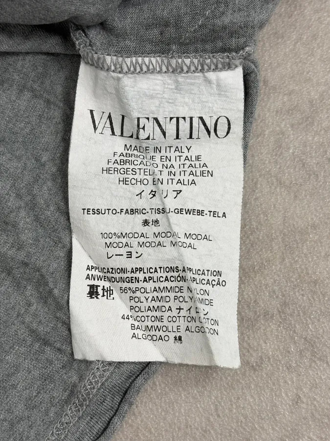 2000s Valentino Grey Floral Embroidered T-Shirt AKzdgxZ 7