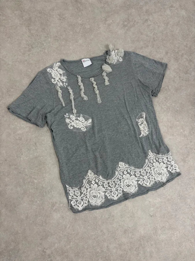 2000s Valentino Grey Floral Embroidered T-Shirt AKzdgxZ 3