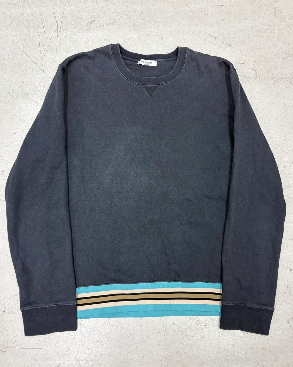 2010s Valentino Navy Striped Crewneck Sweater XpdkqNN 0