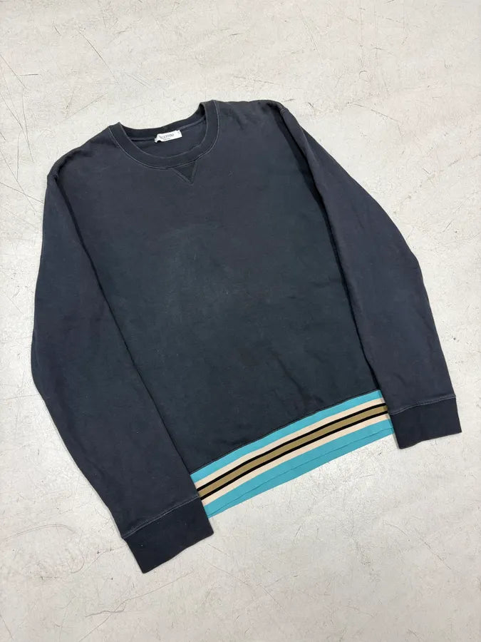 2010s Valentino Navy Striped Crewneck Sweater XpdkqNN 3