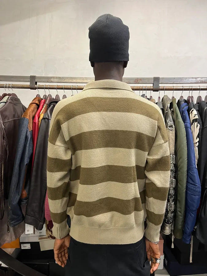 2000s Valentino Stripes Brown Beige Polo Longsleeves PjWCyMo 1