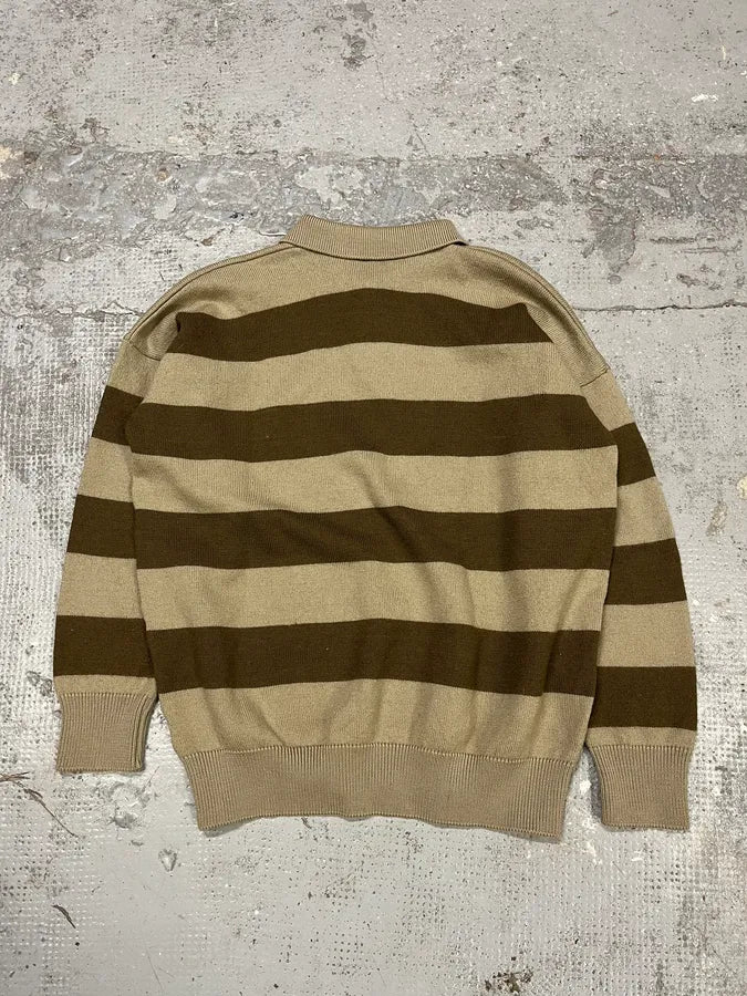 2000s Valentino Stripes Brown Beige Polo Longsleeves PjWCyMo 5