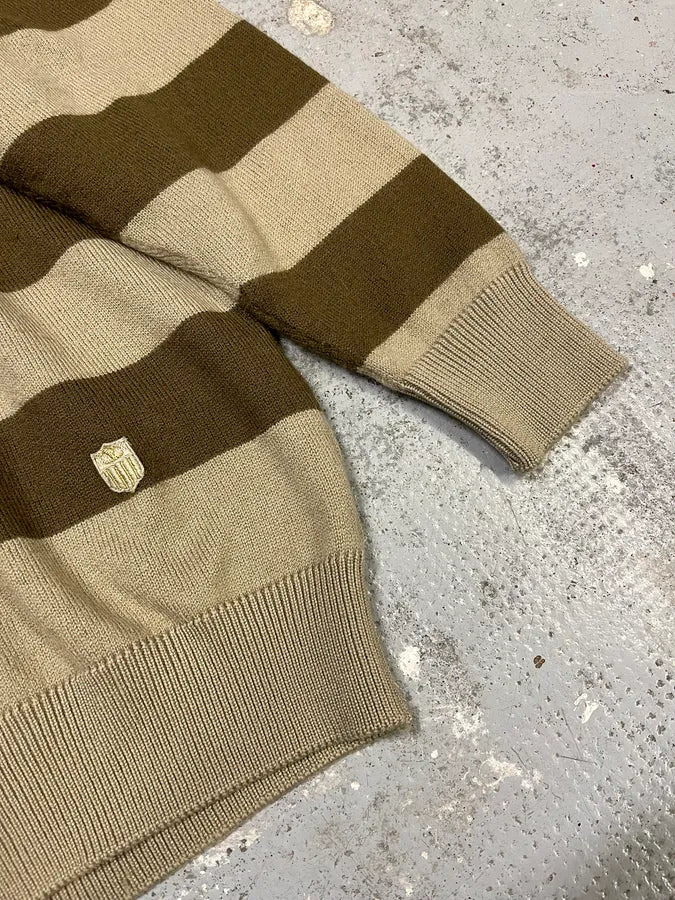 2000s Valentino Stripes Brown Beige Polo Longsleeves PjWCyMo 6