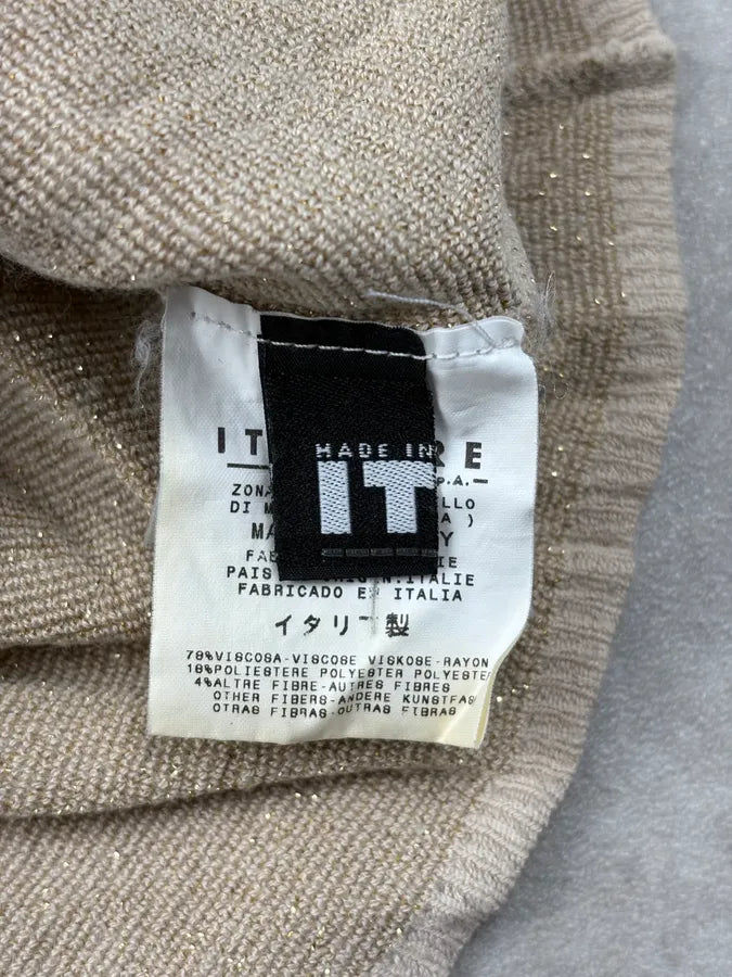 2000s Versace Beige Chain Trompe L’Oeil Sleeveless Turtleneck uvJJFGE 9