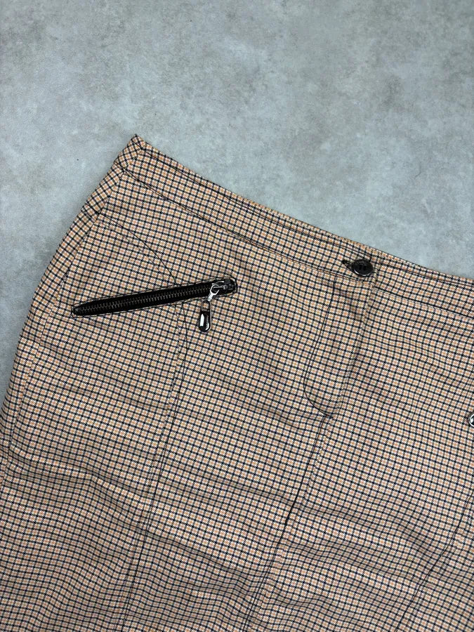 2000s Versace Beige Checkered Set Jacket & Skirt WmIUmwO 16