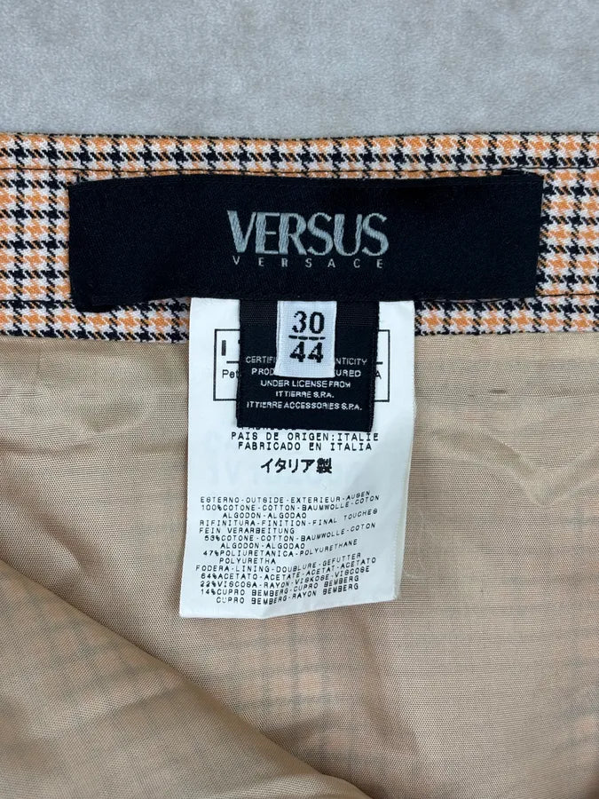 2000s Versace Beige Checkered Set Jacket & Skirt WmIUmwO 20