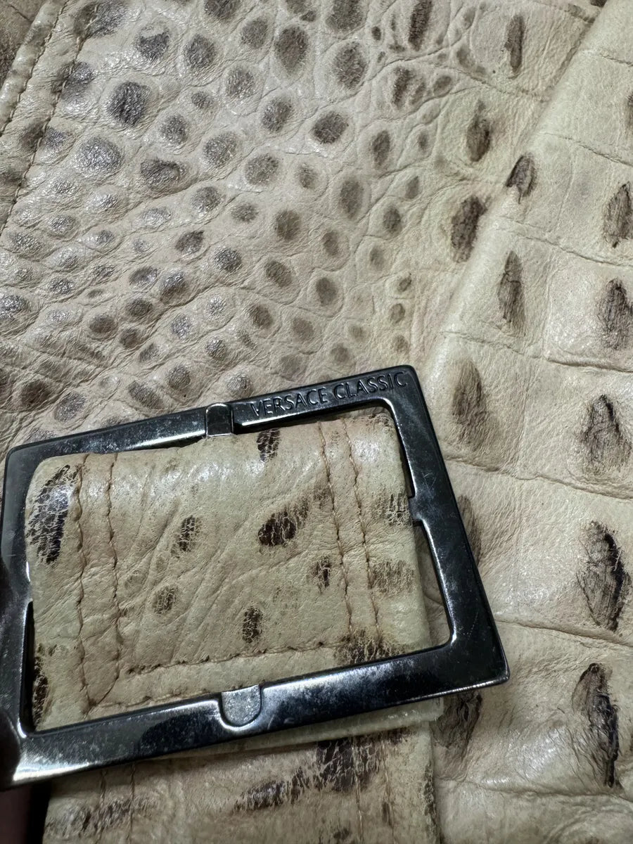 2000s Versace Beige Crocodile Effect Leather Perfecto Jacket (Default Title) 9