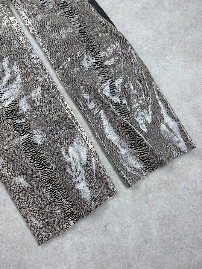 2000s Versace Grey Embossed Snakeskin Laced Leather Pants yFncoYx 7