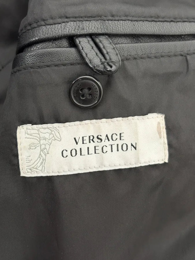 AW2017 Versace Biker Black Leather Jacket EZSDRaC 10
