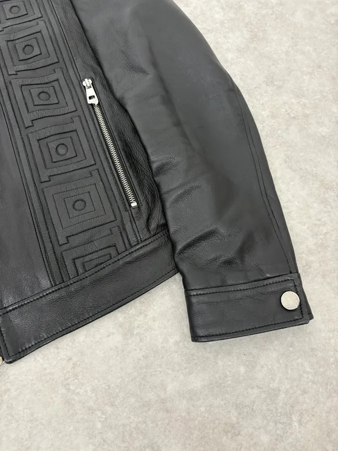 AW2017 Versace Biker Black Leather Jacket EZSDRaC 7