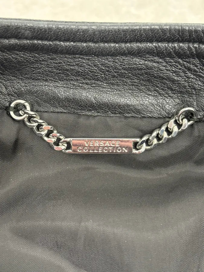 AW2017 Versace Biker Black Leather Jacket EZSDRaC 9