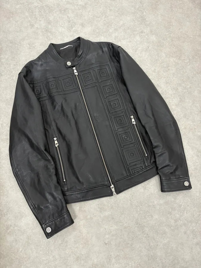 AW2017 Versace Biker Black Leather Jacket EZSDRaC 3