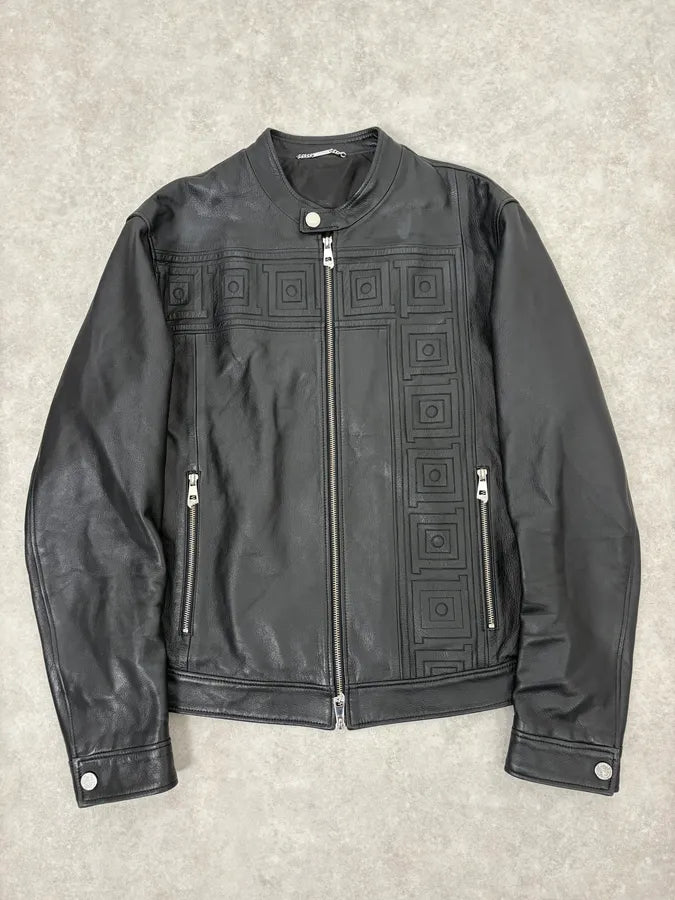 AW2017 Versace Biker Black Leather Jacket EZSDRaC 0