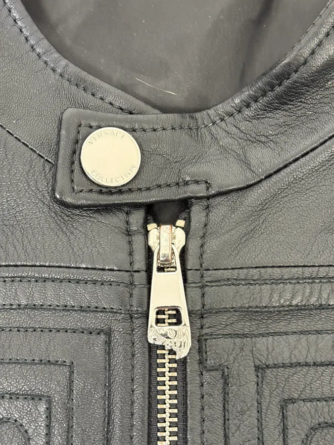 AW2017 Versace Biker Black Leather Jacket EZSDRaC 8