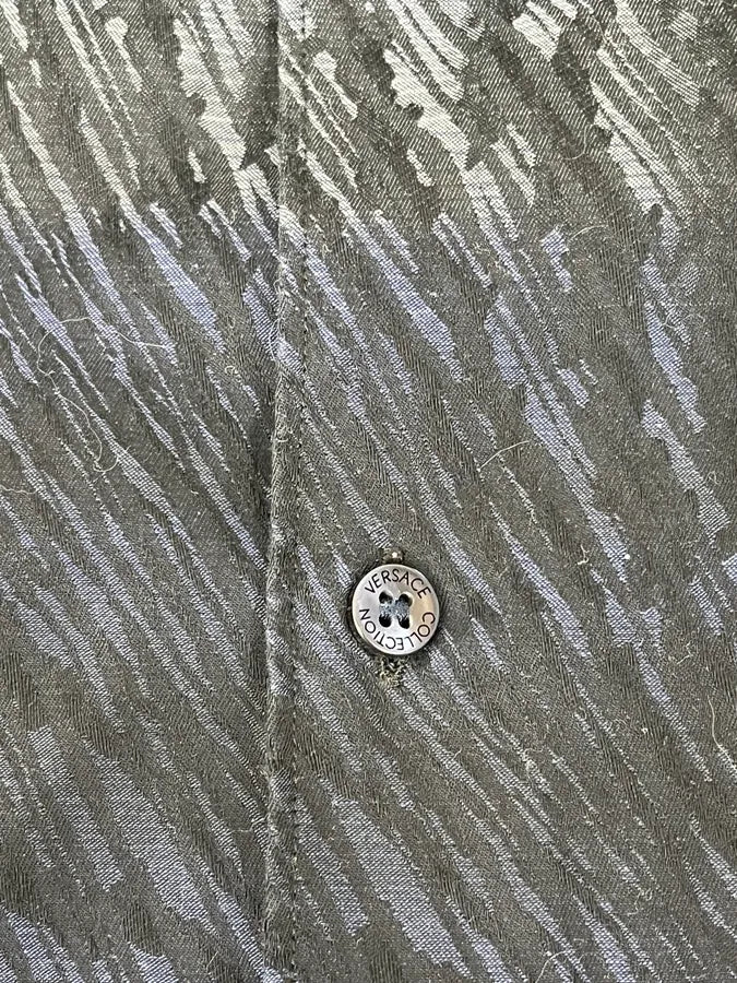 2000s Versace Black & Navy Waves Abstract Shirt HbKzNpT 8