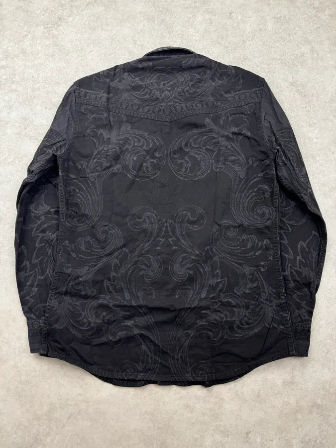 SS2017 Versace Black Baroque Floral Shirt TFhJdpU 1