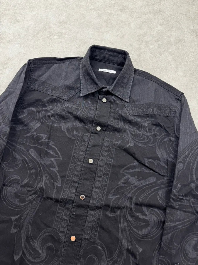 SS2017 Versace Black Baroque Floral Shirt TFhJdpU 4
