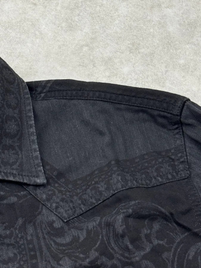 SS2017 Versace Black Baroque Floral Shirt TFhJdpU 10