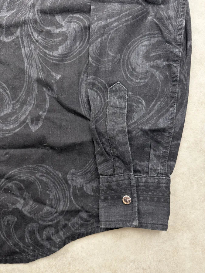 SS2017 Versace Black Baroque Floral Shirt TFhJdpU 7