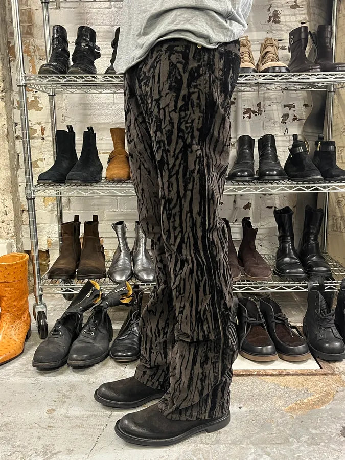 AW2003 Versace Black Bloody Flared Velvet Pants NyOlDHX 2