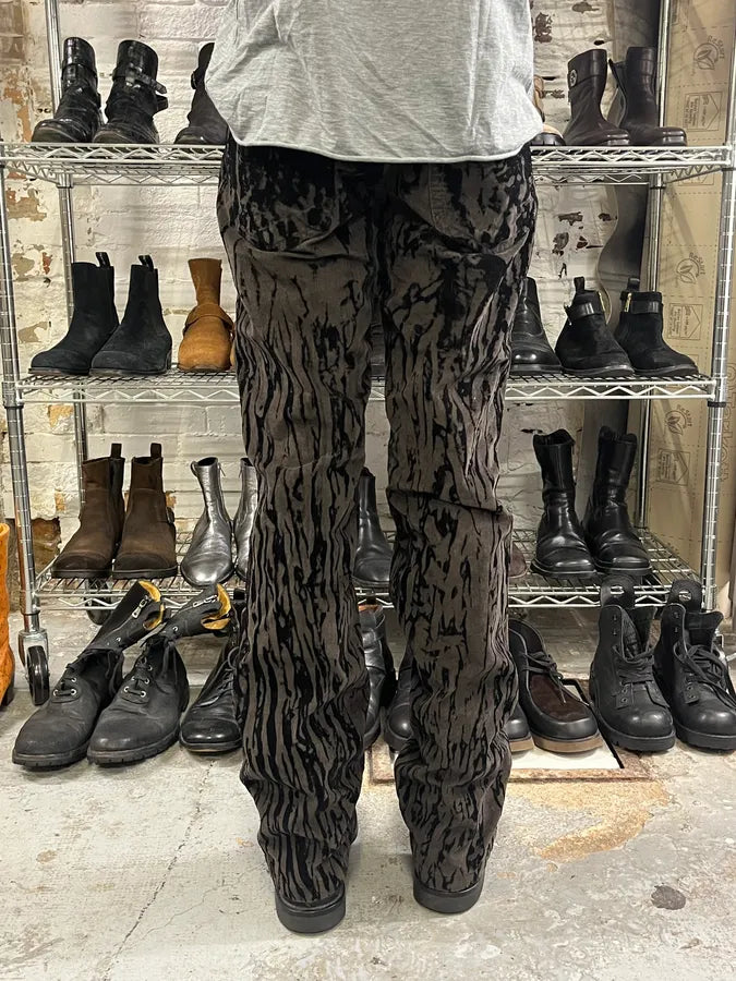 AW2003 Versace Black Bloody Flared Velvet Pants NyOlDHX 3