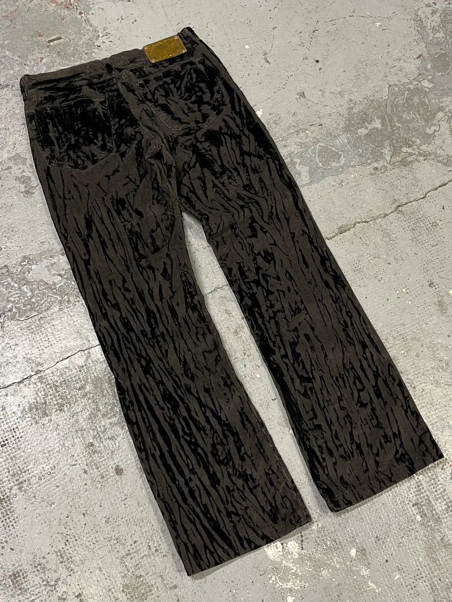 AW2003 Versace Black Bloody Flared Velvet Pants NyOlDHX 7