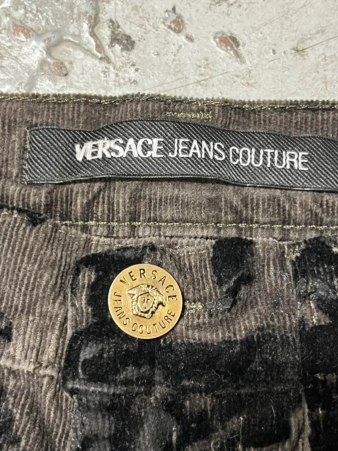 AW2003 Versace Black Bloody Flared Velvet Pants NyOlDHX 10