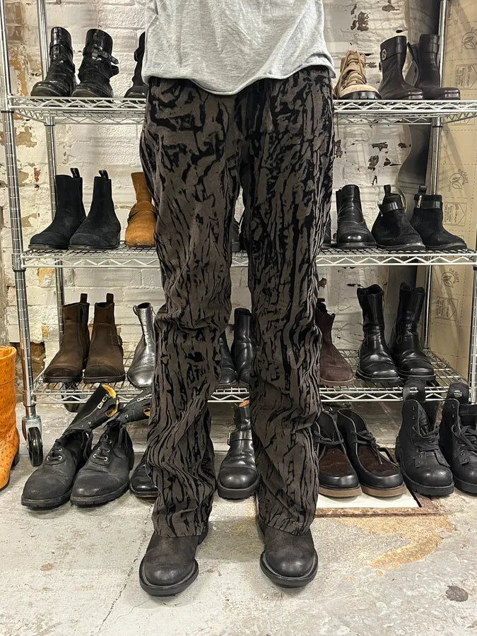 AW2003 Versace Black Bloody Flared Velvet Pants NyOlDHX 1