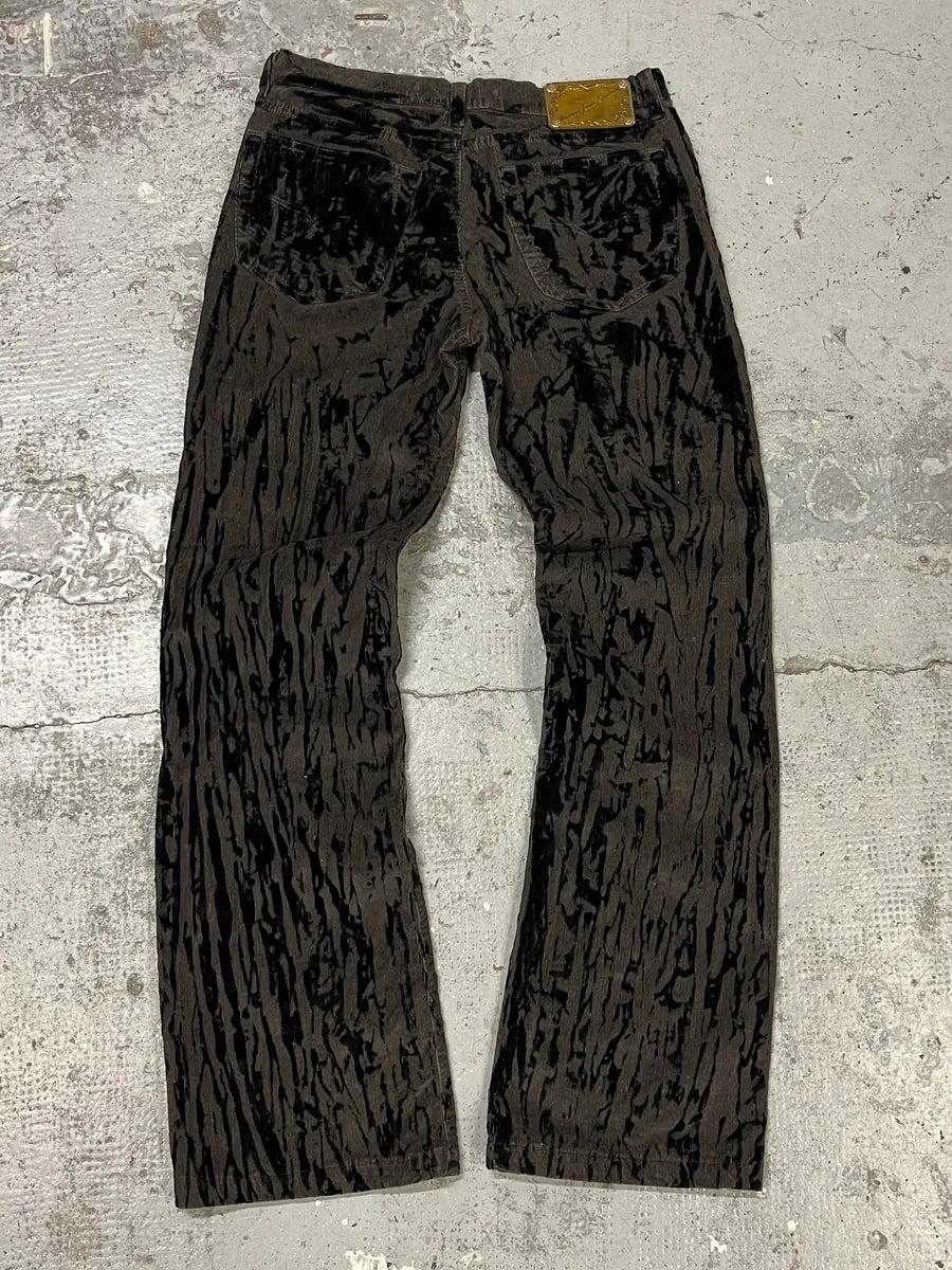 AW2003 Versace Black Bloody Flared Velvet Pants NyOlDHX 6