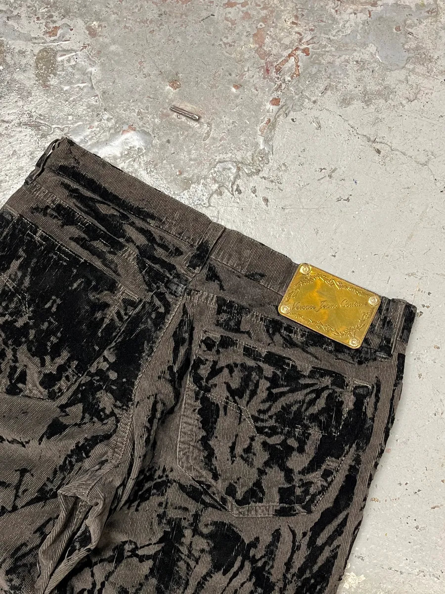 AW2003 Versace Black Bloody Flared Velvet Pants NyOlDHX 12