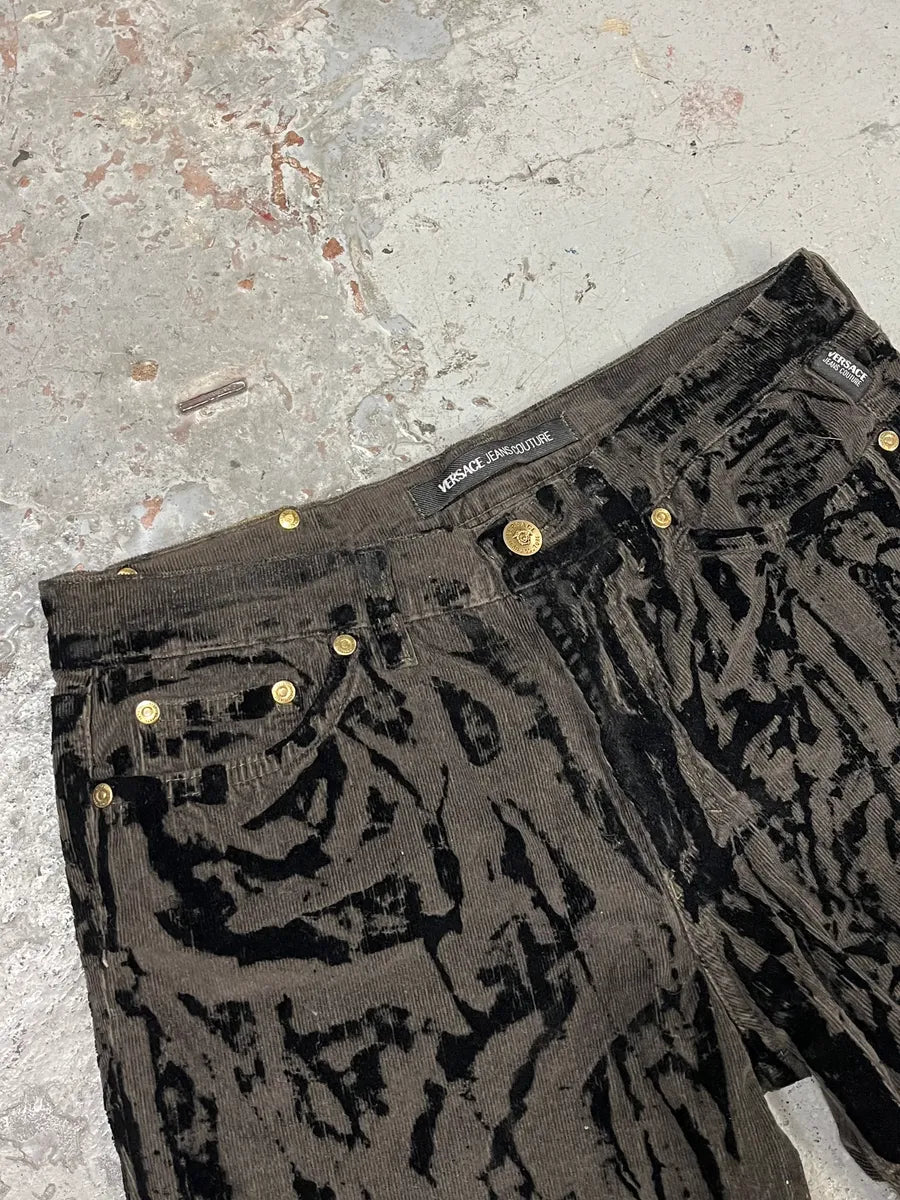 AW2003 Versace Black Bloody Flared Velvet Pants NyOlDHX 5