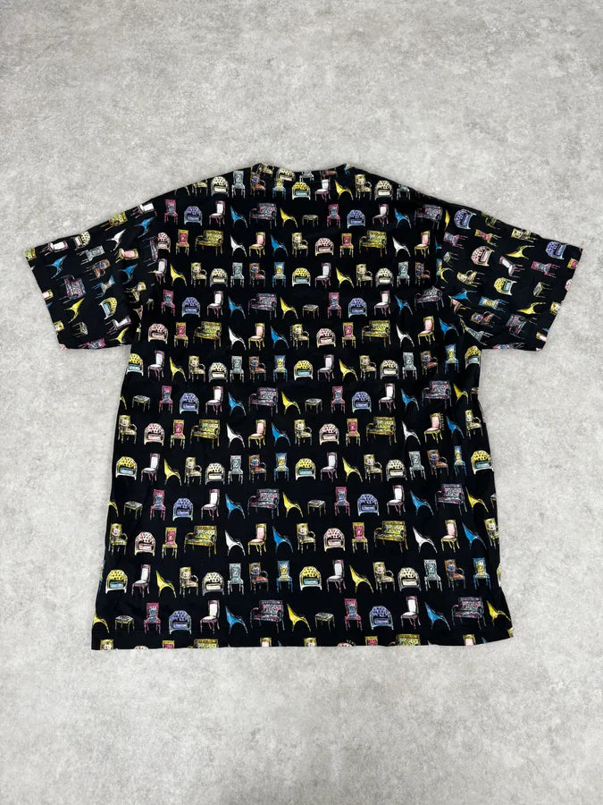 2000s Versace Black Comfortable Chairs T-Shirt IWJHXQX 3