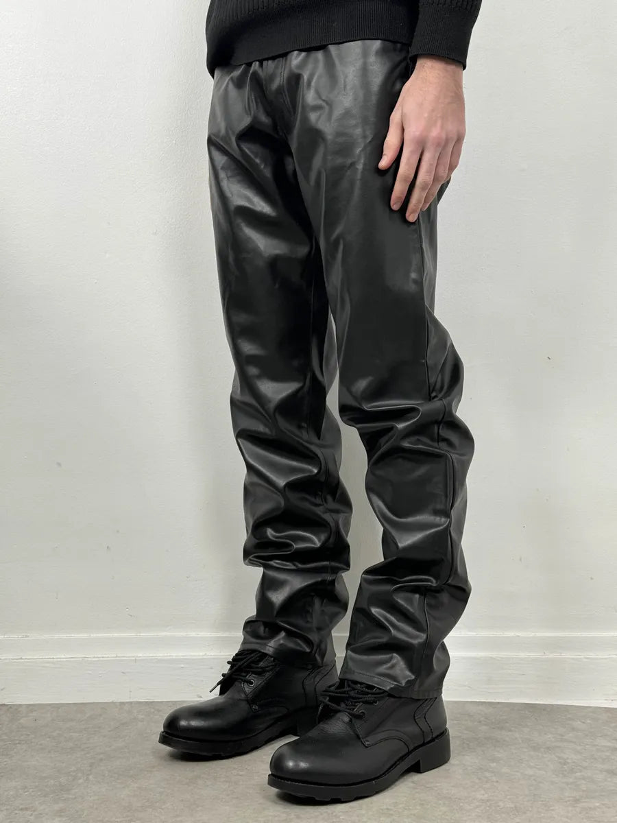 2000s Versace Black Cozy Faux Leather Pants  qJhSNLr 1
