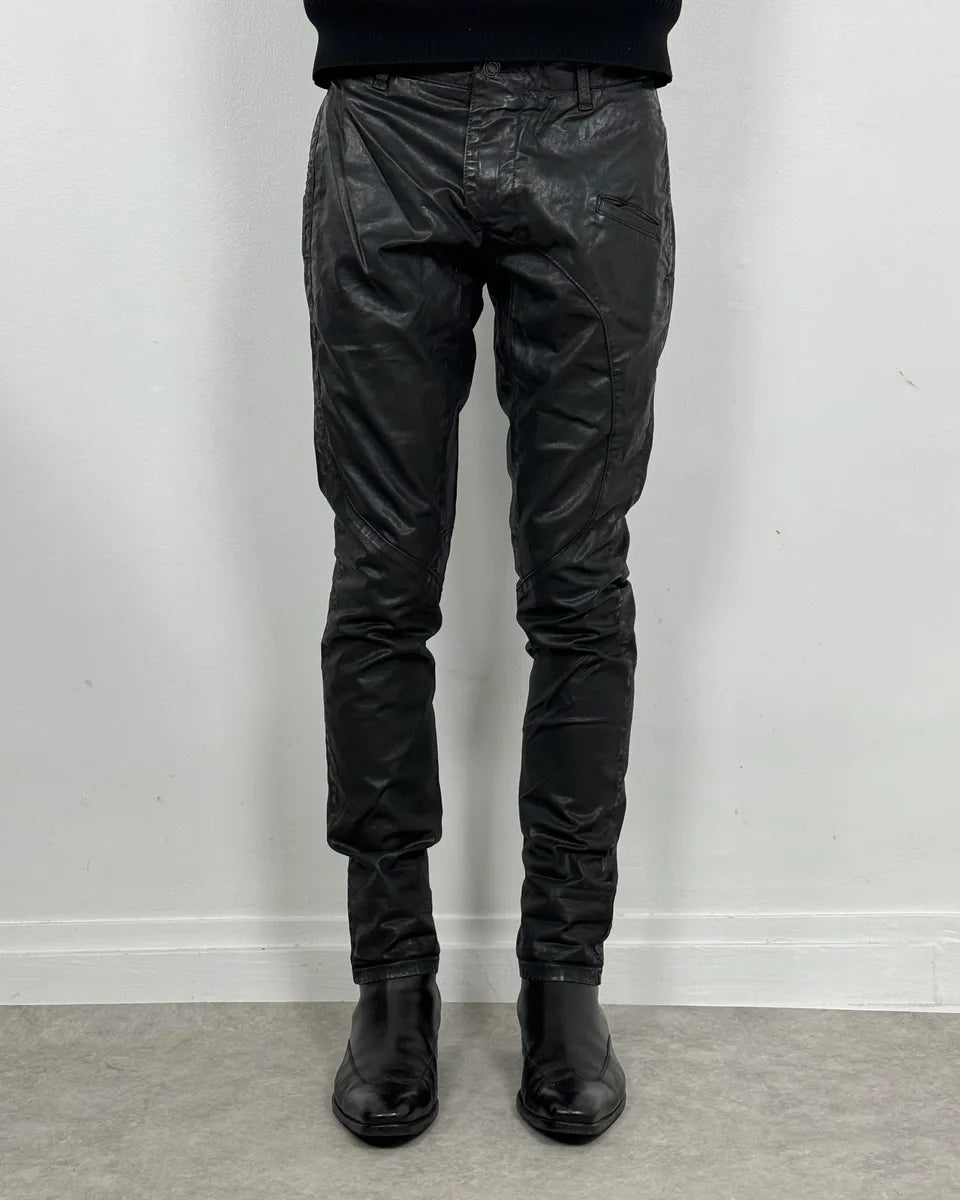 2000s Versace Black Eco Slim Leather Biker Pants UOtHzll 1
