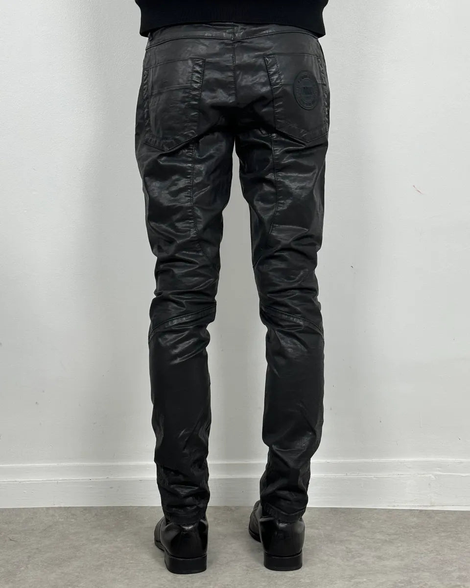 2000s Versace Black Eco Slim Leather Biker Pants UOtHzll 3