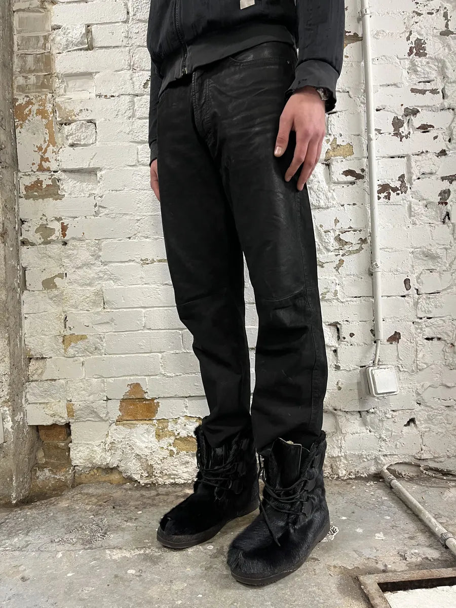 2000s Versace Black Eroded Leather Pants TyZjfyL 2