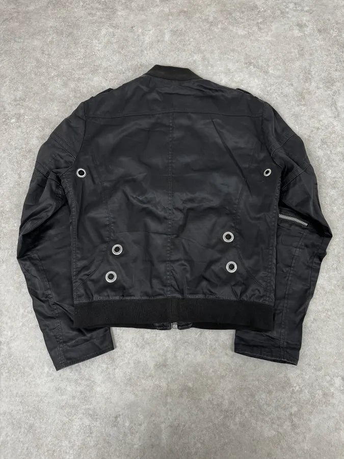 2000s Versace Black Eyelet Multi Zips Jacket pNZhqaT 3