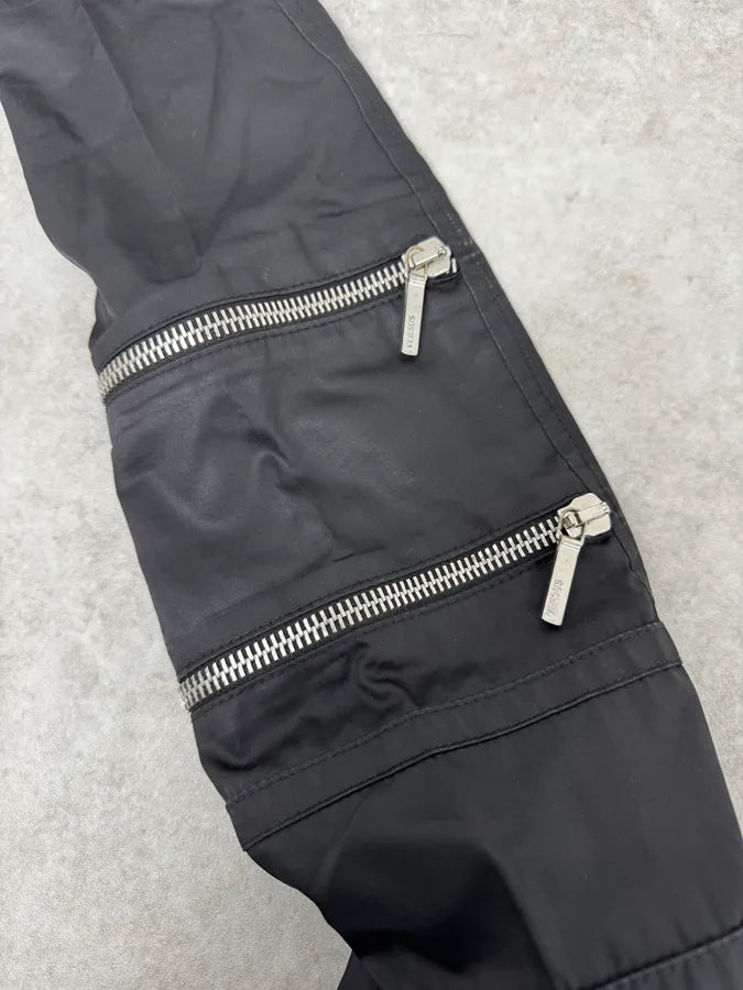 2000s Versace Black Eyled Multi Zips Jacket pNZhqaT 8