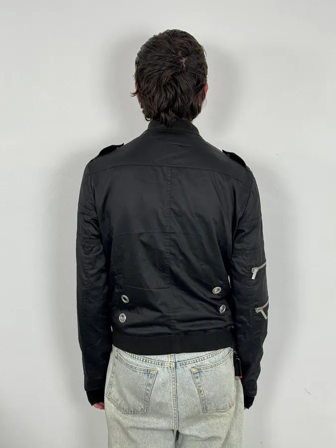 2000s Versace Black Eyelet Multi Zips Jacket pNZhqaT 2