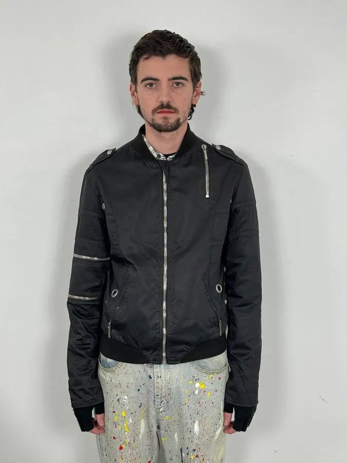 2000s Versace Black Eyelet Multi Zips Jacket pNZhqaT 1