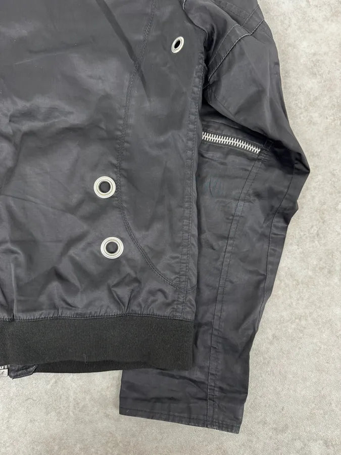 2000s Versace Black Eyelet Multi Zips Jacket pNZhqaT 7